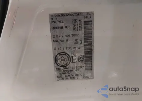 2014 Infiniti Qx60 z USA, uszkodzony, nr VIN 5N1AL0MM2EC533297